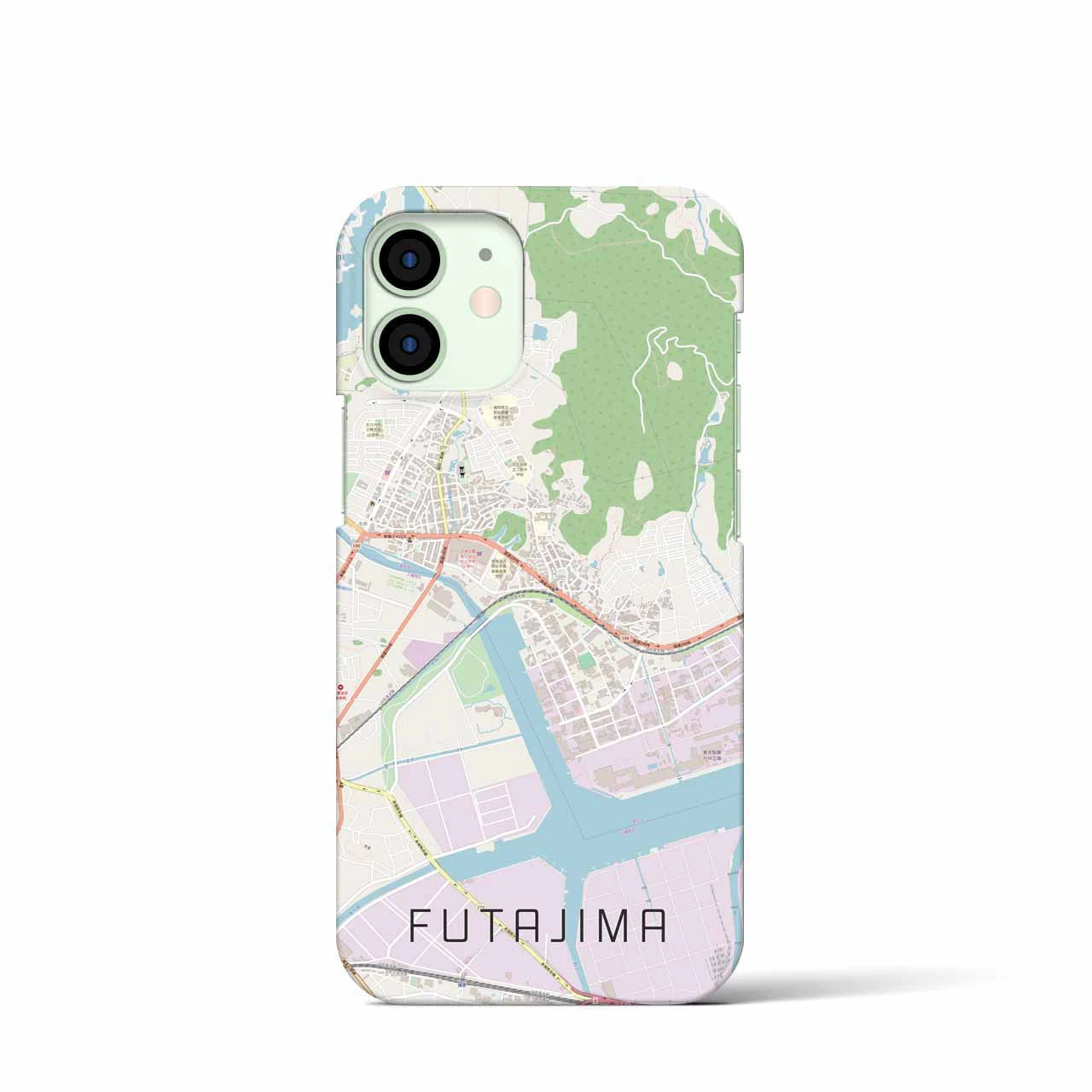 【二島(福岡県)】地図柄iPhoneケース(バックカバータイプ)