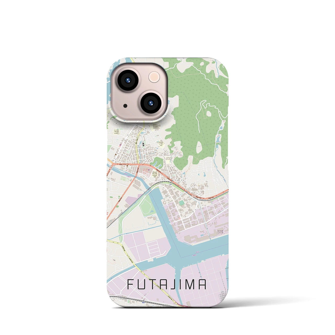 【二島(福岡県)】地図柄iPhoneケース(バックカバータイプ)