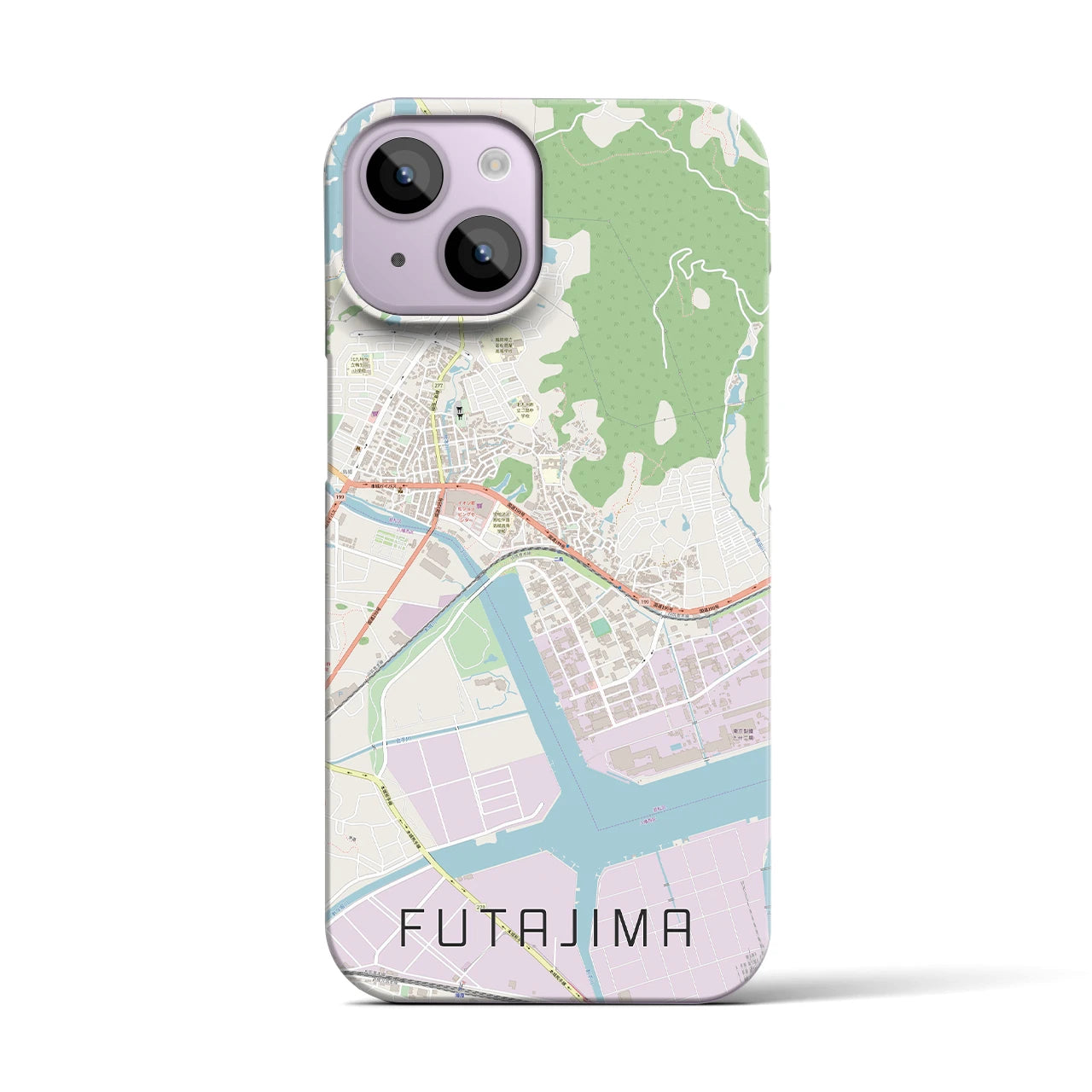 【二島(福岡県)】地図柄iPhoneケース(バックカバータイプ)