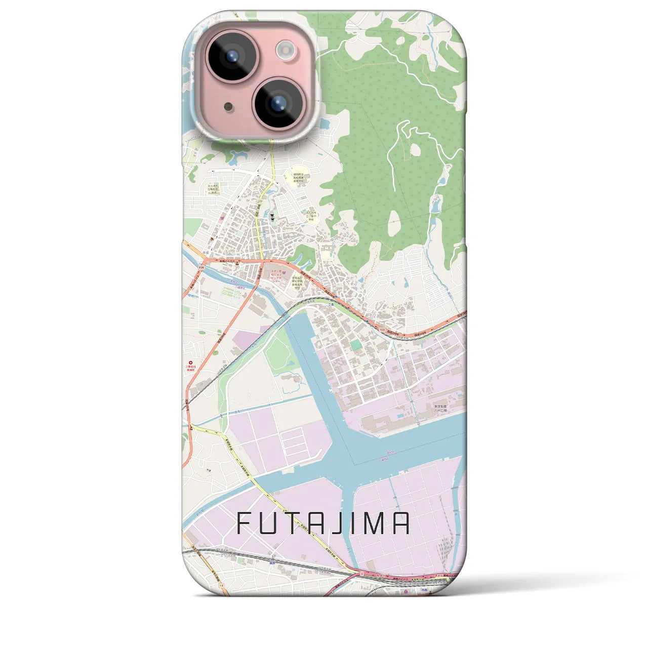 【二島(福岡県)】地図柄iPhoneケース(バックカバータイプ)