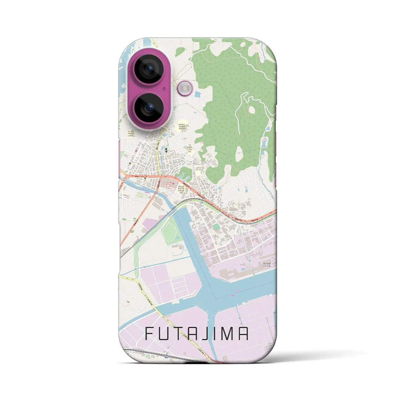 【二島(福岡県)】地図柄iPhoneケース(バックカバータイプ)
