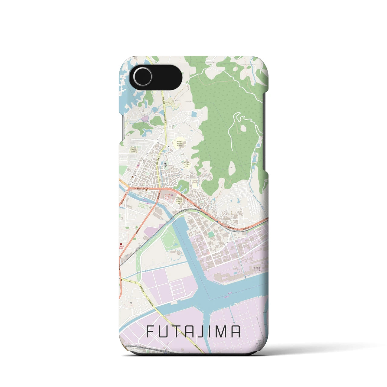 【二島(福岡県)】地図柄iPhoneケース(バックカバータイプ)