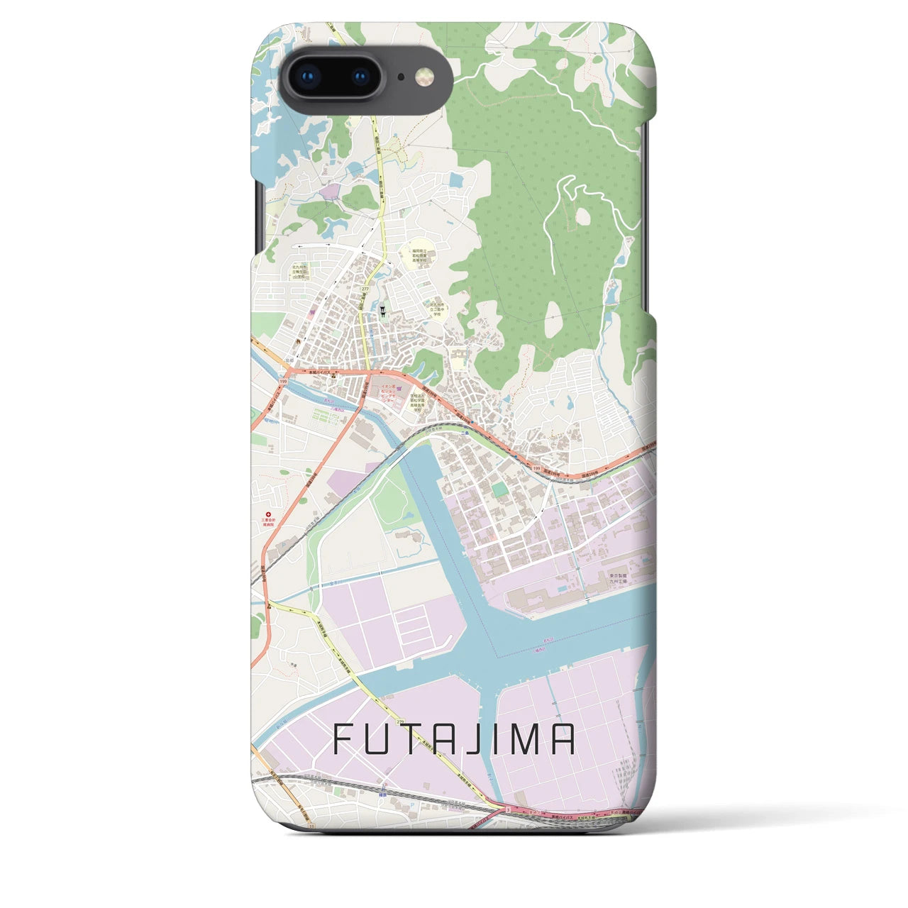 【二島(福岡県)】地図柄iPhoneケース(バックカバータイプ)