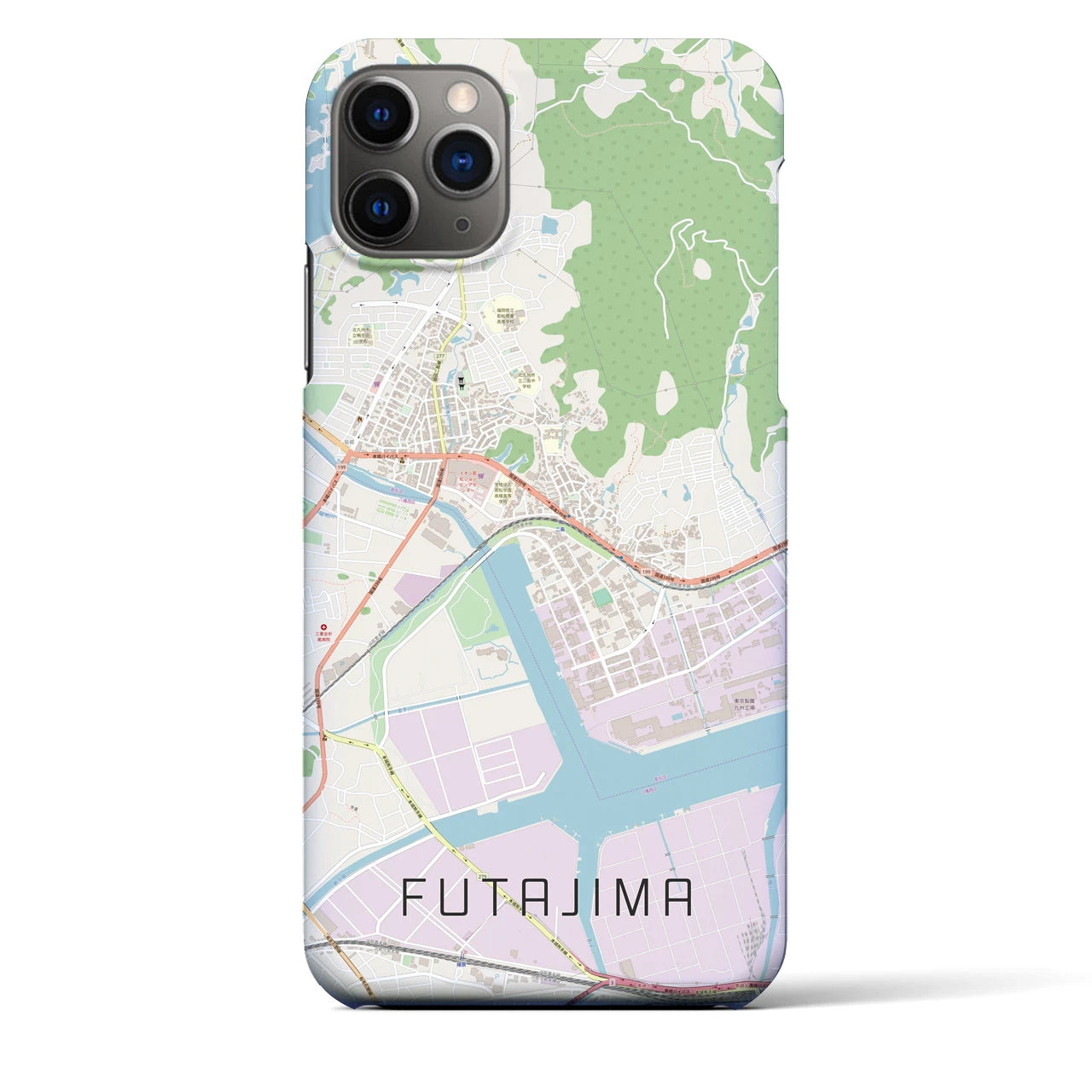 【二島(福岡県)】地図柄iPhoneケース(バックカバータイプ)