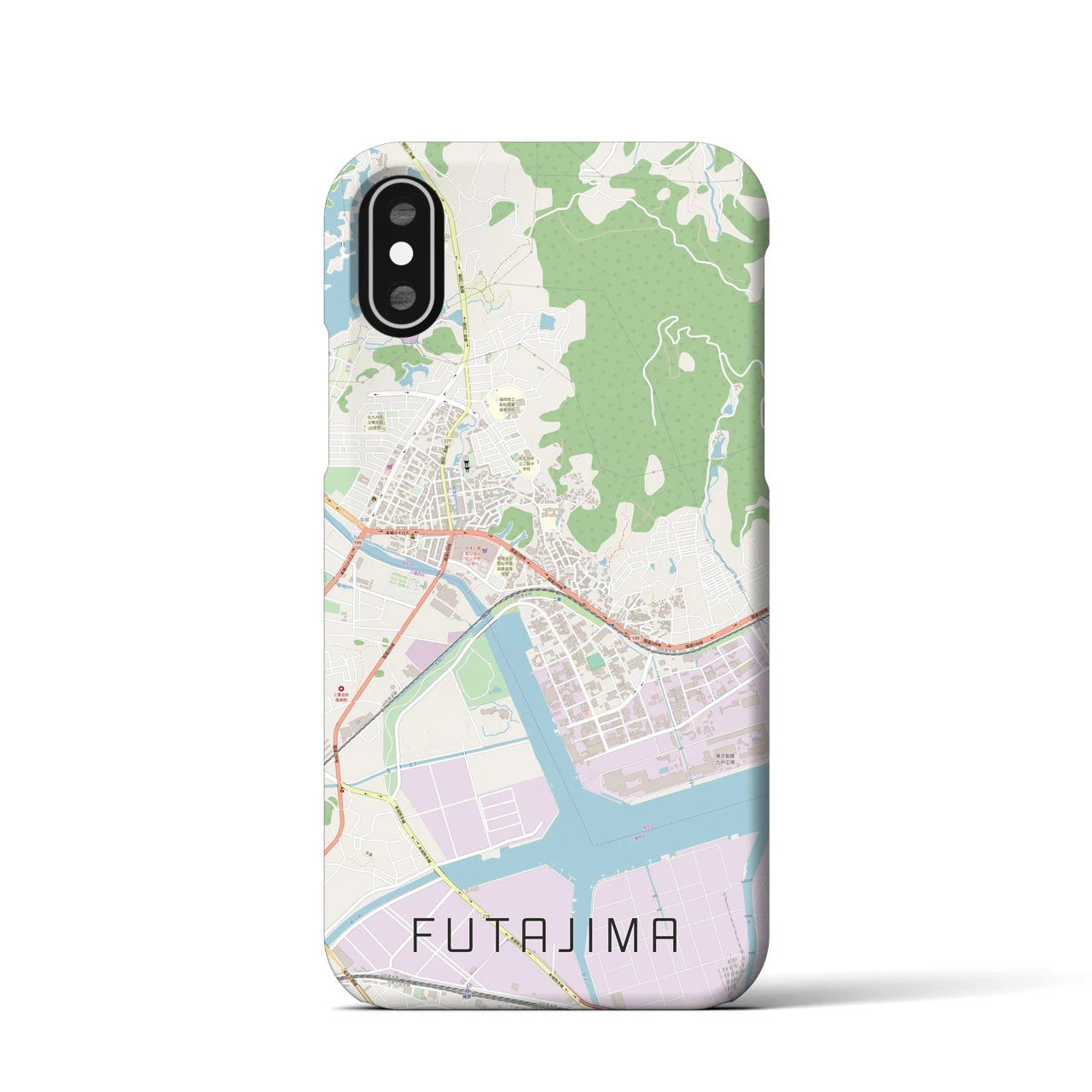 【二島(福岡県)】地図柄iPhoneケース(バックカバータイプ)