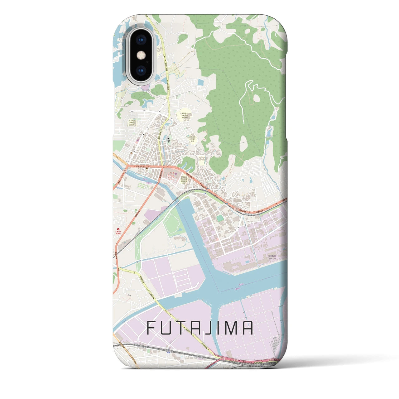 【二島(福岡県)】地図柄iPhoneケース(バックカバータイプ)