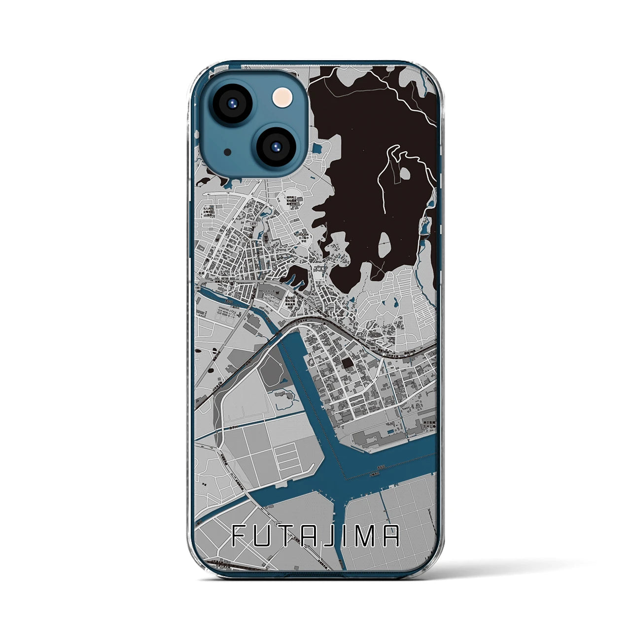 【二島(福岡県)】地図柄iPhoneケース(クリアタイプ)