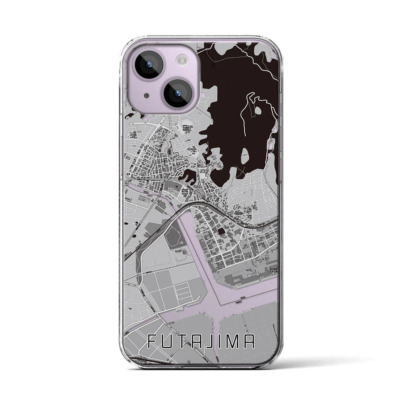 【二島(福岡県)】地図柄iPhoneケース(クリアタイプ)