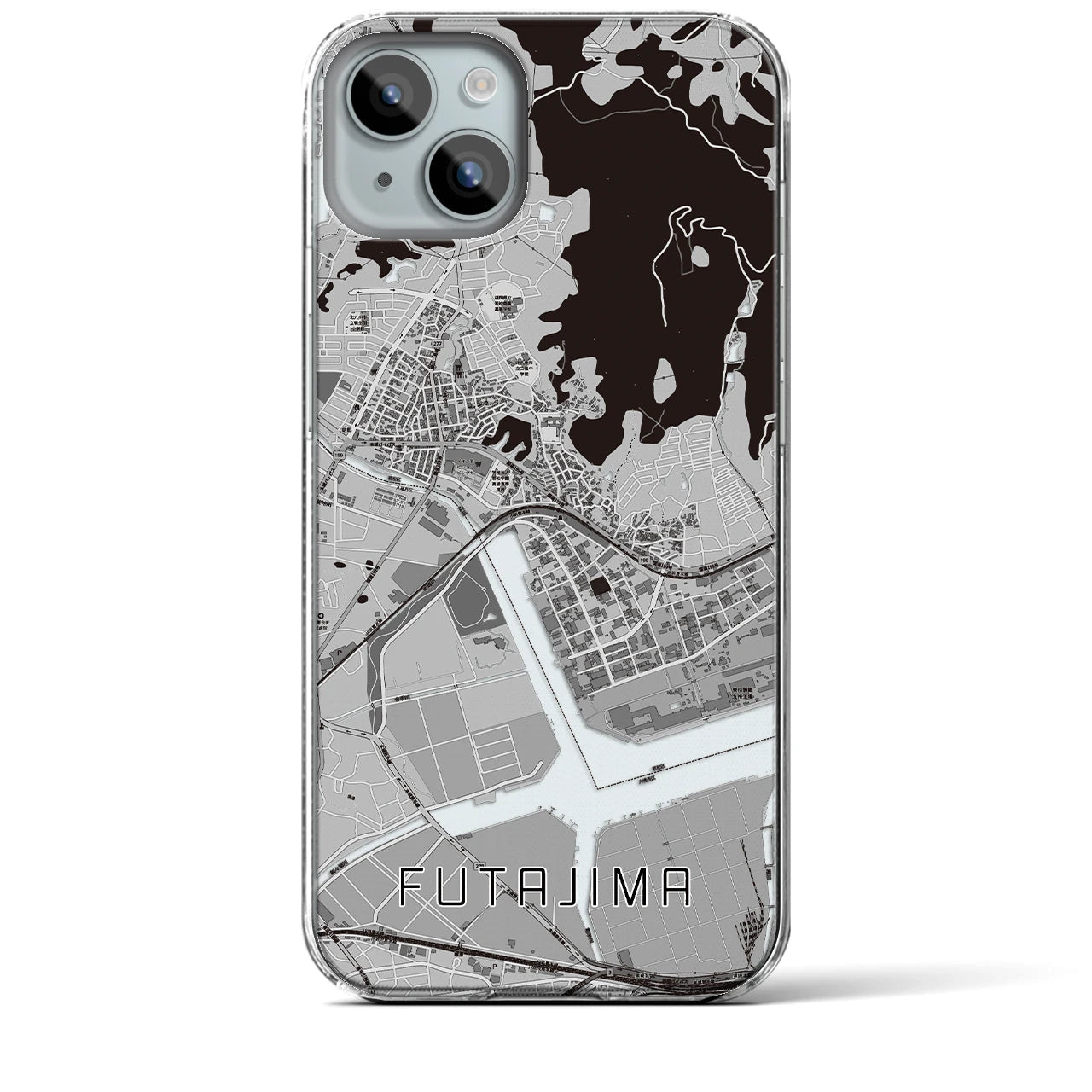 【二島(福岡県)】地図柄iPhoneケース(クリアタイプ)