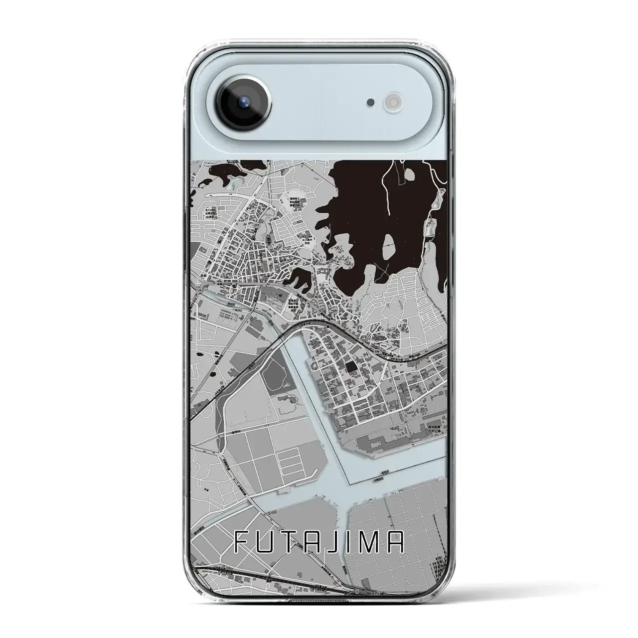 【二島(福岡県)】地図柄iPhoneケース(クリアタイプ)モノトーン・iPhone 17 Pro Max 用