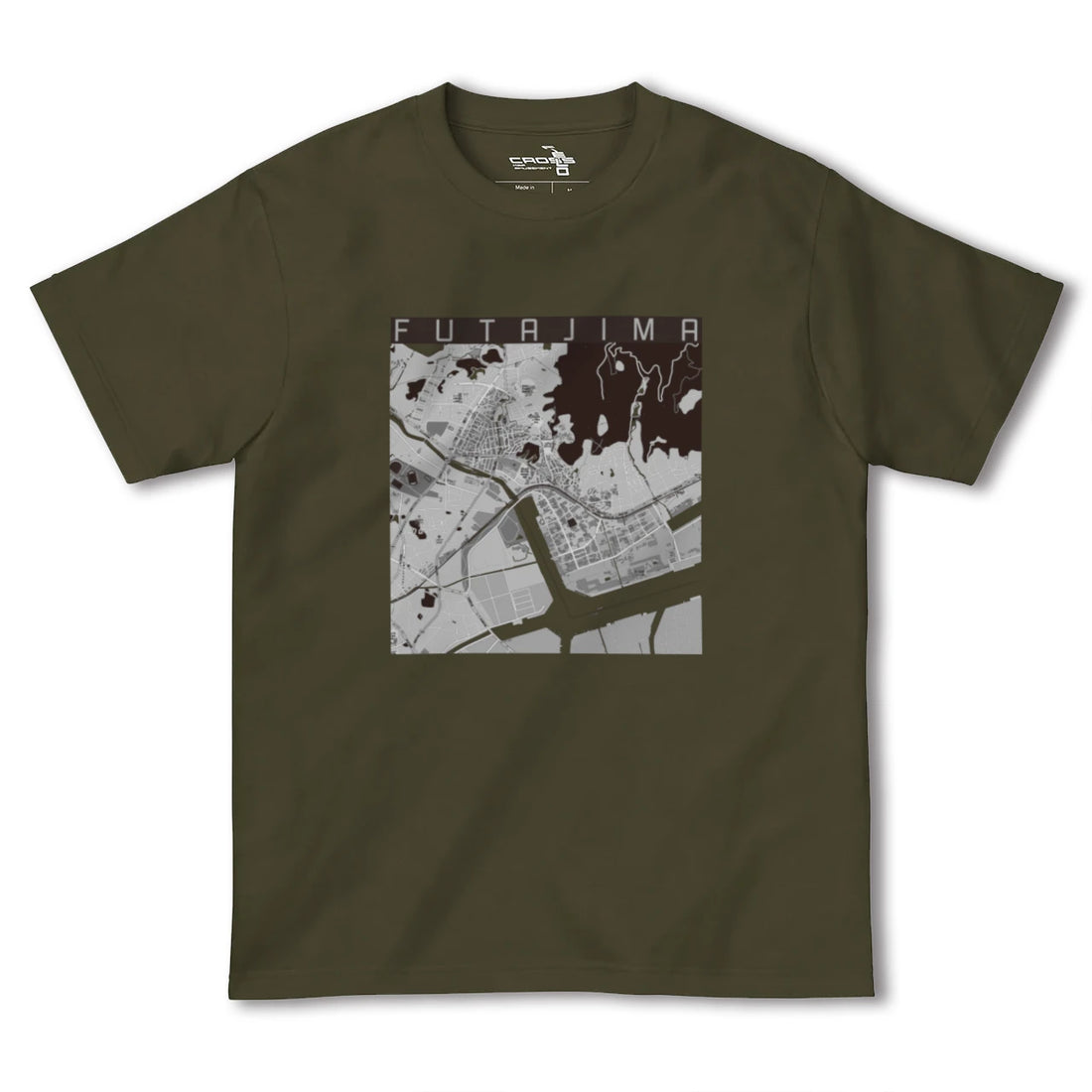 【二島(福岡県)】地図柄ヘビーウェイトTシャツ