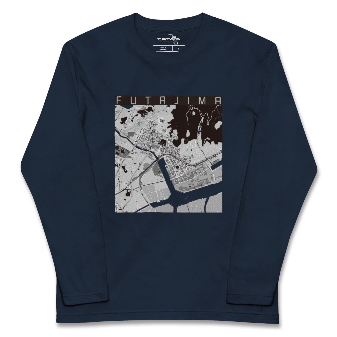 【二島(福岡県)】地図柄ロングスリーブTシャツ