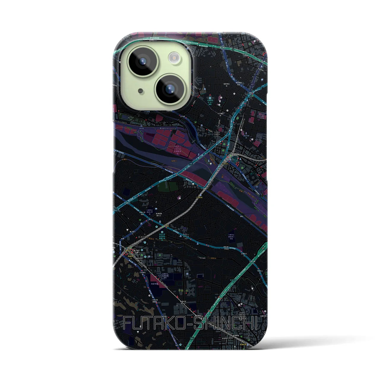【二子新地(神奈川県)】地図柄iPhoneケース(バックカバータイプ)