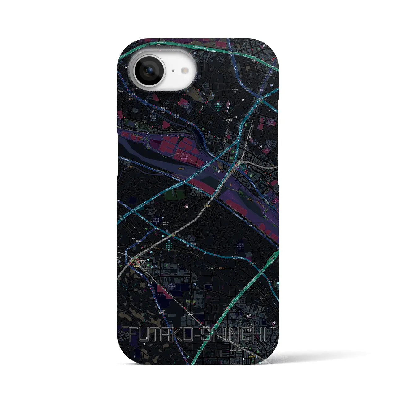 【二子新地(神奈川県)】地図柄iPhoneケース(バックカバータイプ)