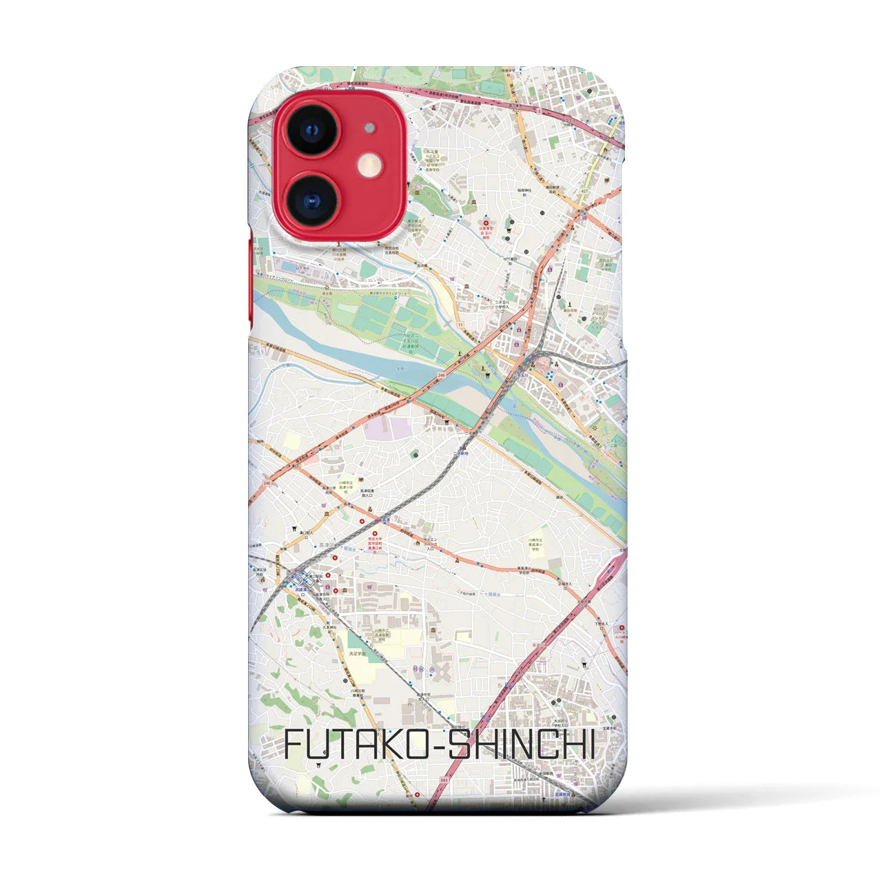 【二子新地(神奈川県)】地図柄iPhoneケース(バックカバータイプ)