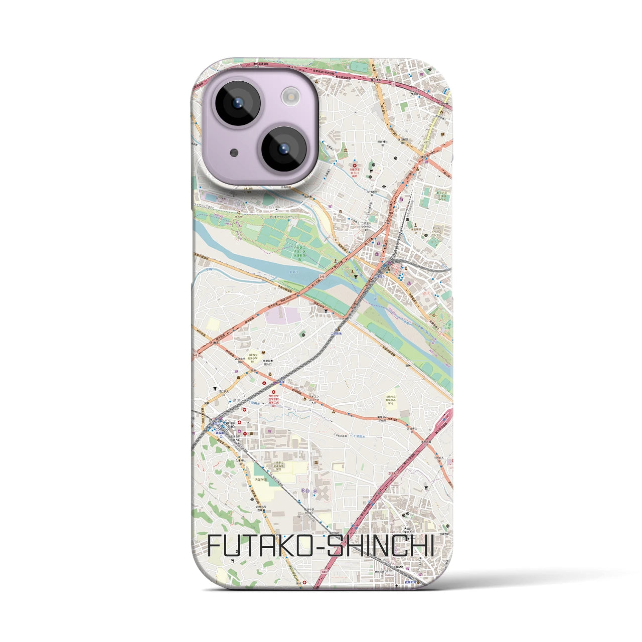 【二子新地(神奈川県)】地図柄iPhoneケース(バックカバータイプ)