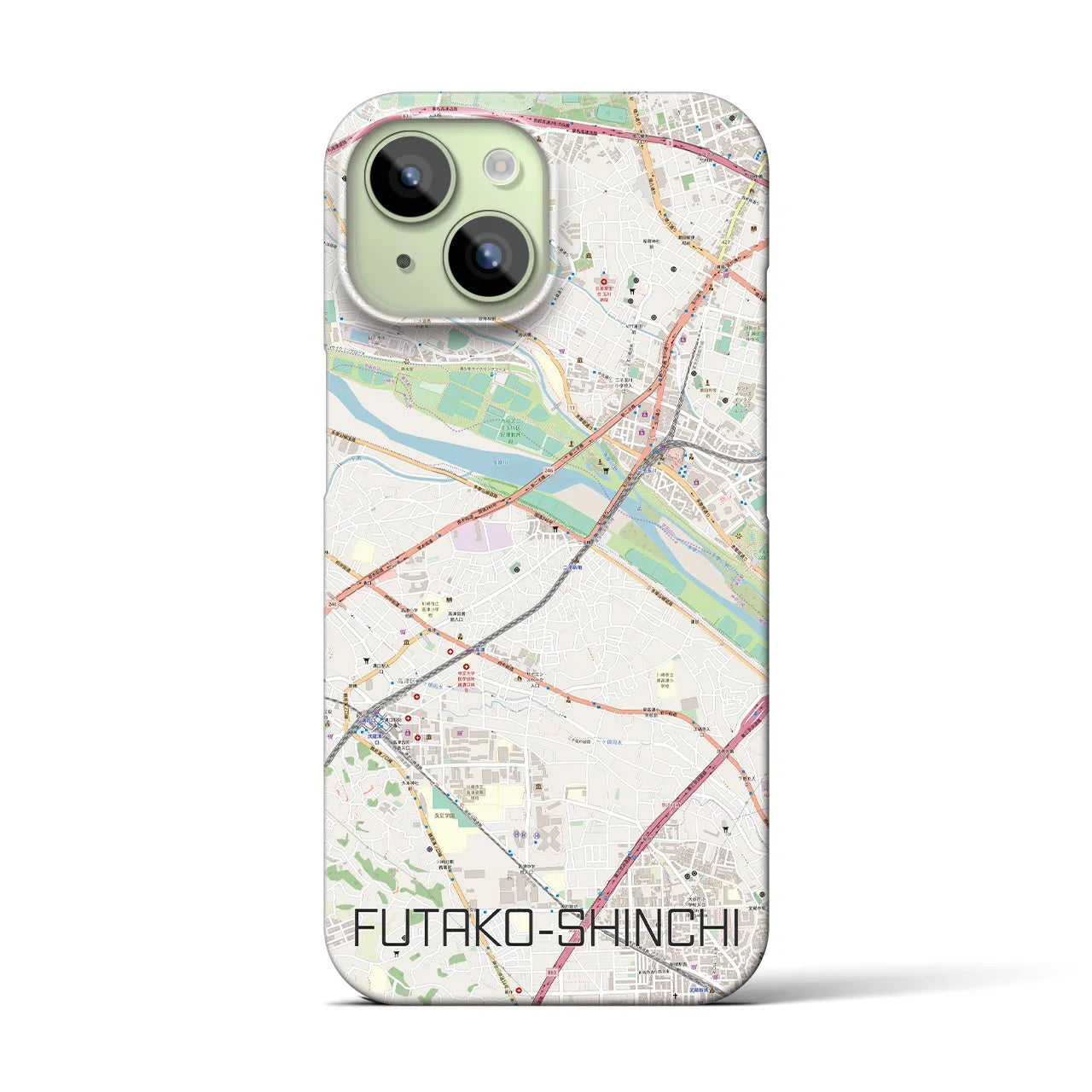 【二子新地(神奈川県)】地図柄iPhoneケース(バックカバータイプ)
