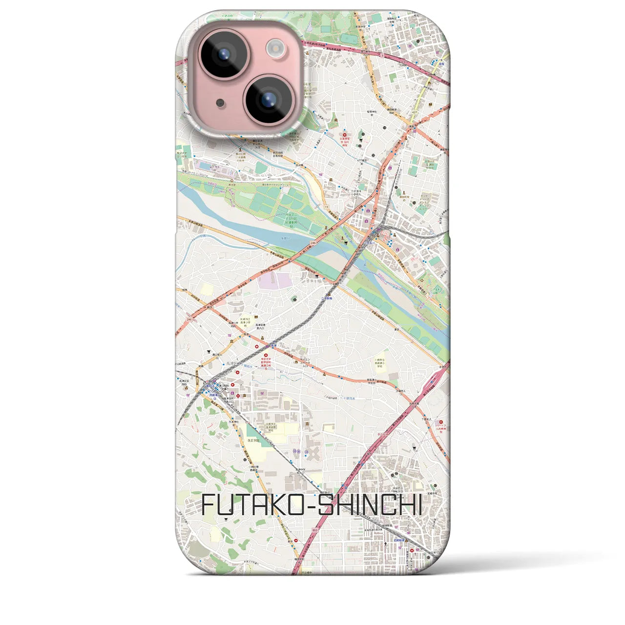 【二子新地(神奈川県)】地図柄iPhoneケース(バックカバータイプ)