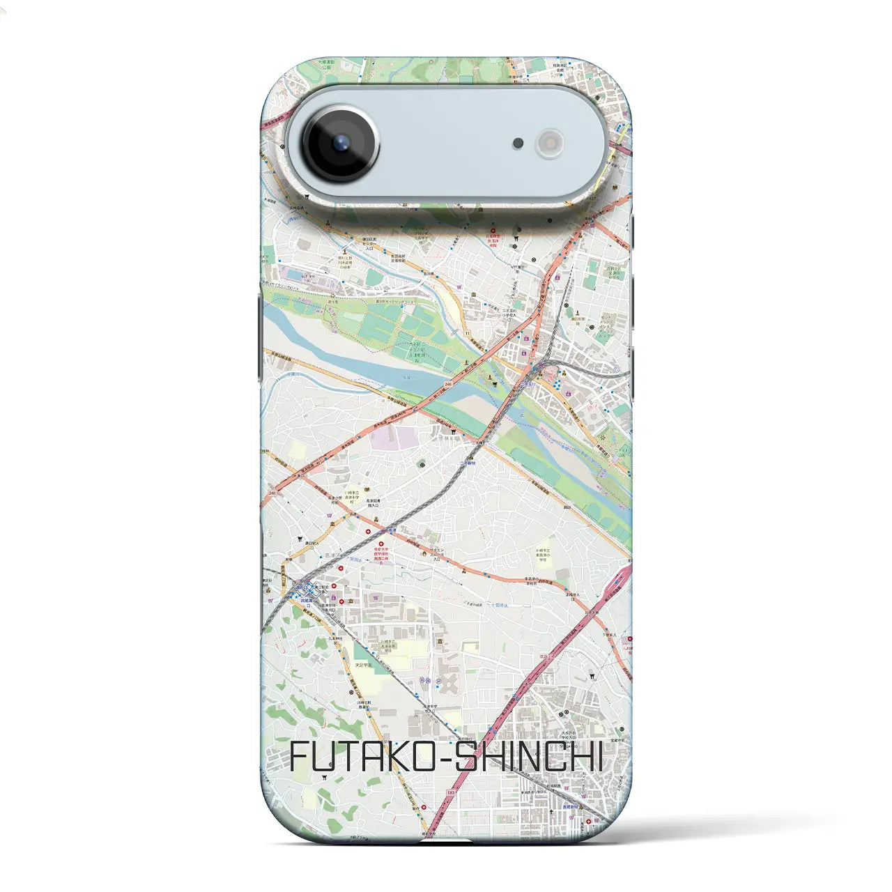 【二子新地(神奈川県)】地図柄iPhoneケース(バックカバータイプ)ブラック・iPhone 17 Pro Max 用