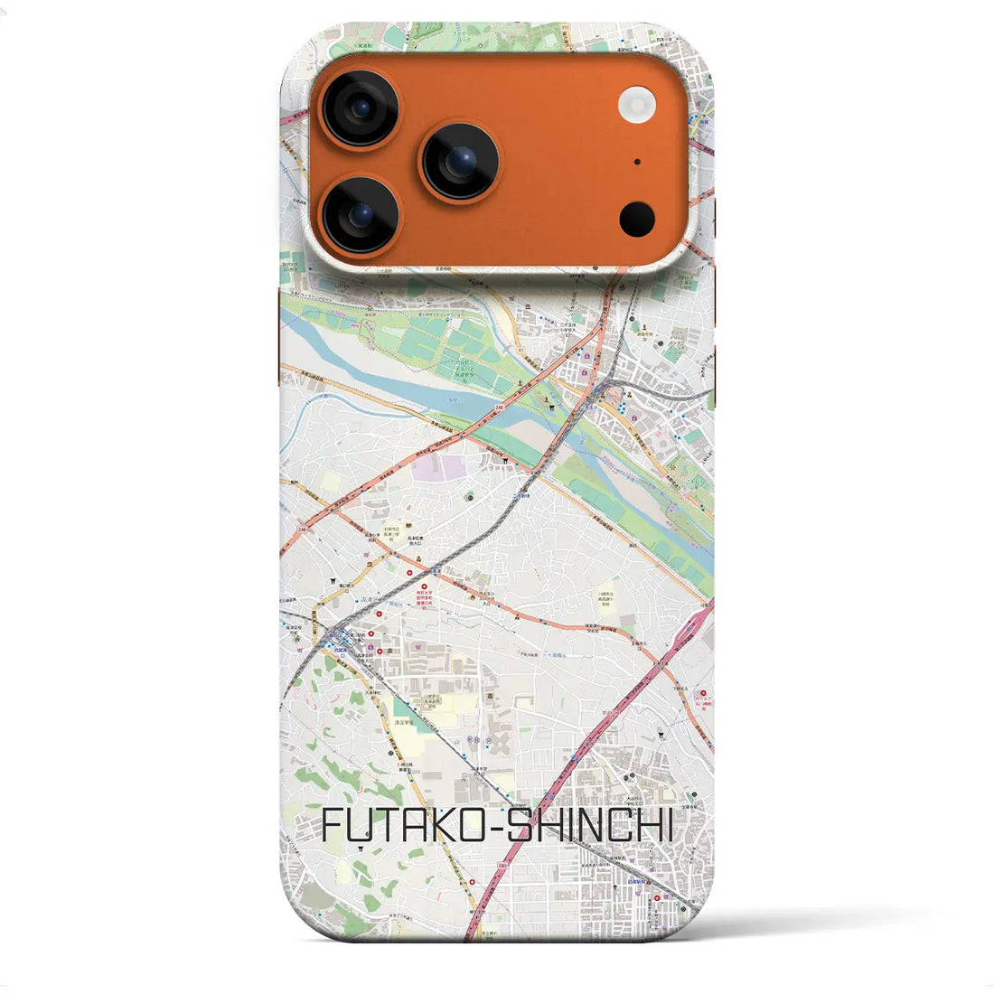 【二子新地(神奈川県)】地図柄iPhoneケース(バックカバータイプ)ナチュラル・iPhone 17 Pro Max 用