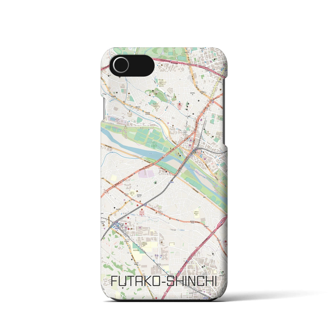 【二子新地(神奈川県)】地図柄iPhoneケース(バックカバータイプ)