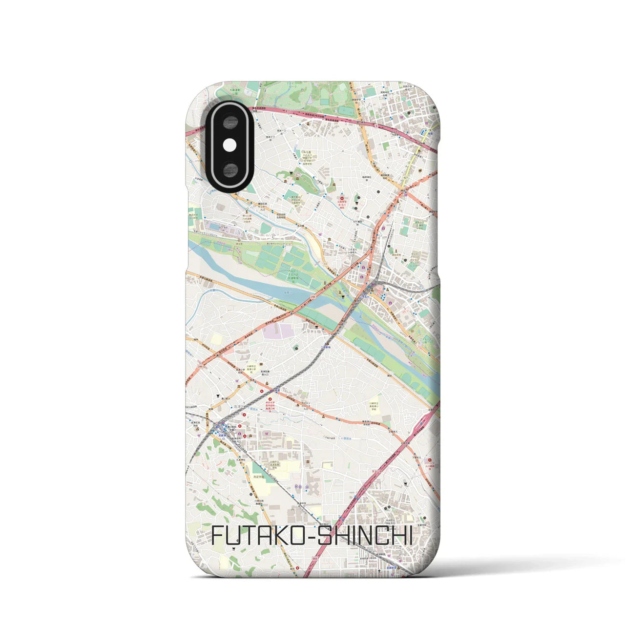 【二子新地(神奈川県)】地図柄iPhoneケース(バックカバータイプ)