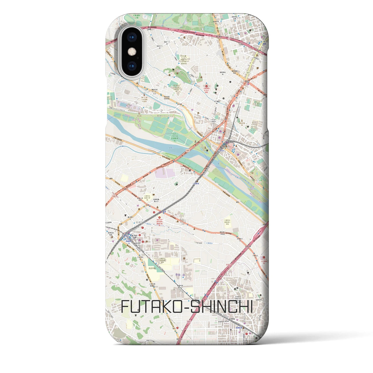 【二子新地(神奈川県)】地図柄iPhoneケース(バックカバータイプ)