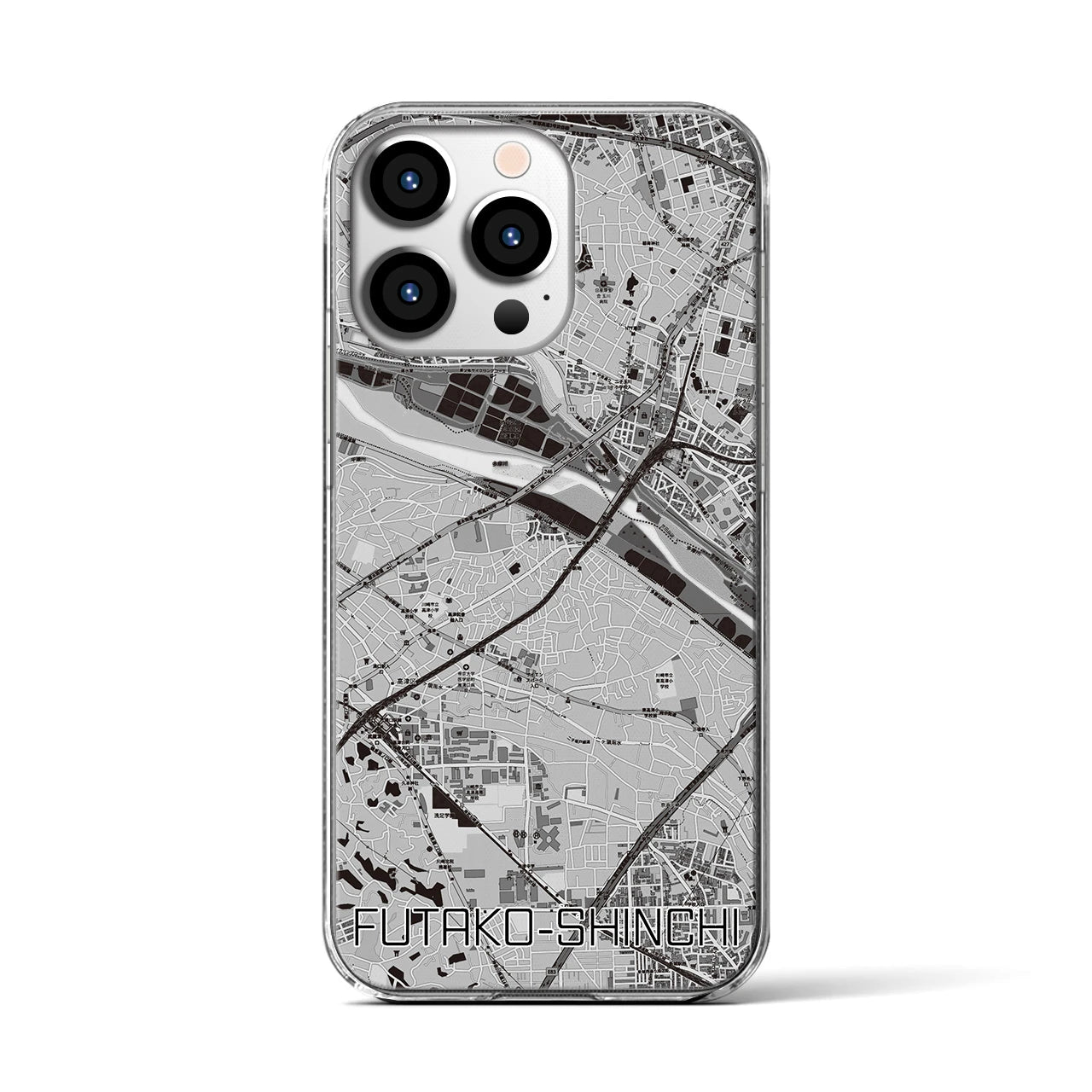 【二子新地(神奈川県)】地図柄iPhoneケース(クリアタイプ)