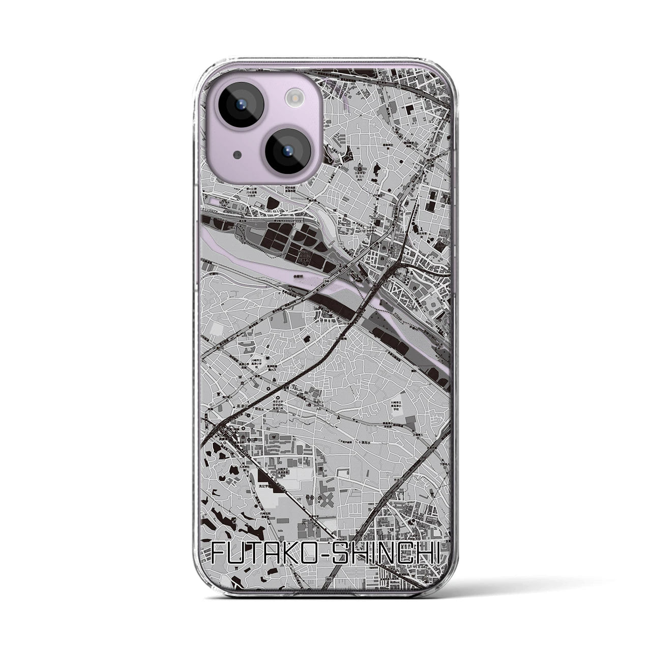 【二子新地(神奈川県)】地図柄iPhoneケース(クリアタイプ)