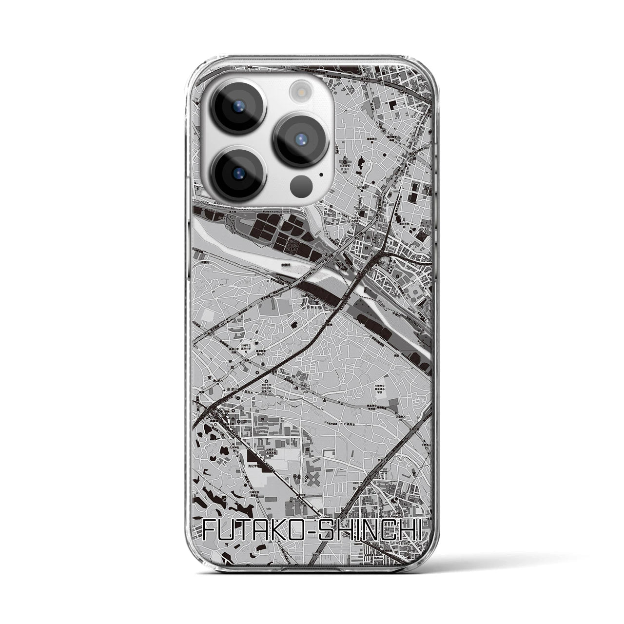 【二子新地(神奈川県)】地図柄iPhoneケース(クリアタイプ)