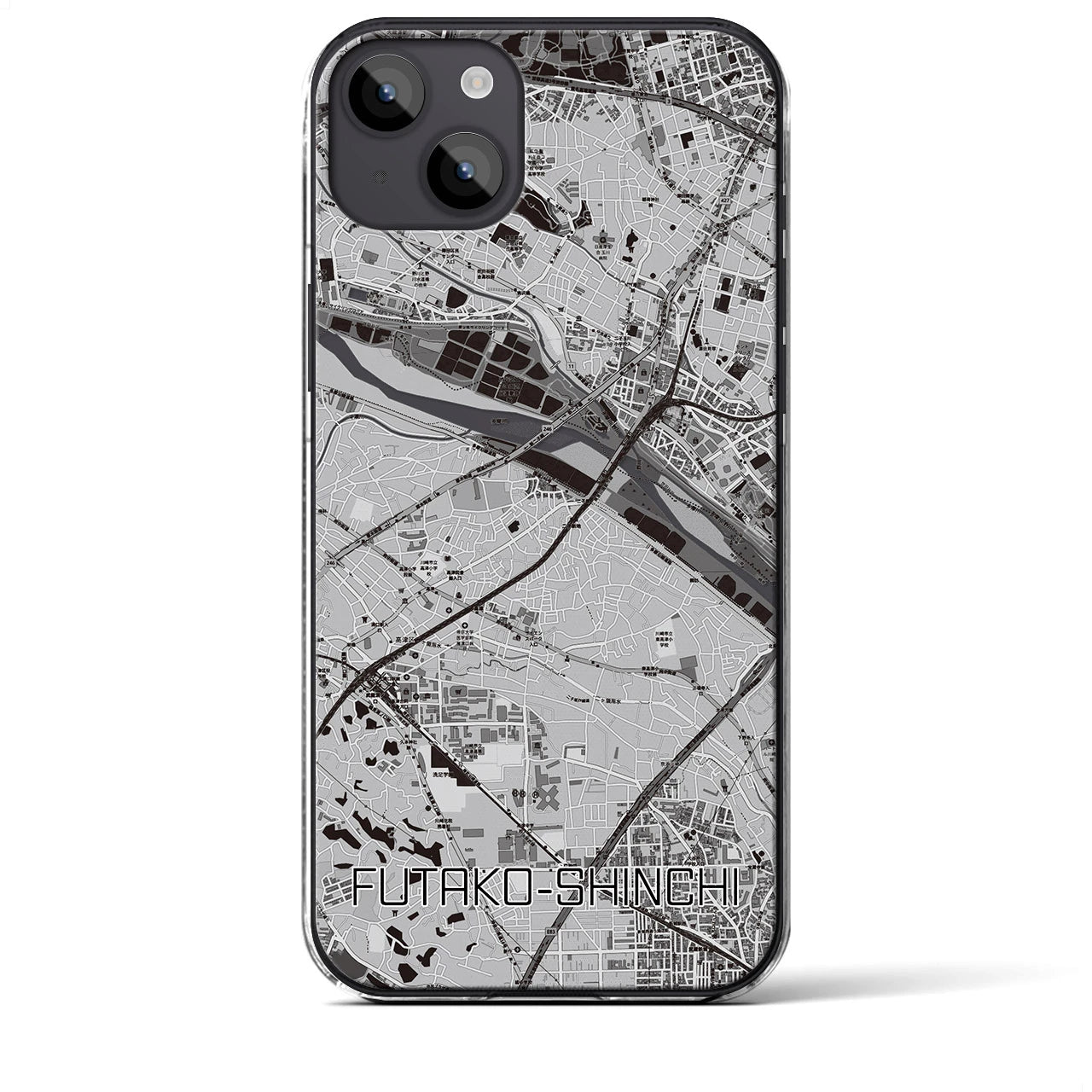 【二子新地(神奈川県)】地図柄iPhoneケース(クリアタイプ)