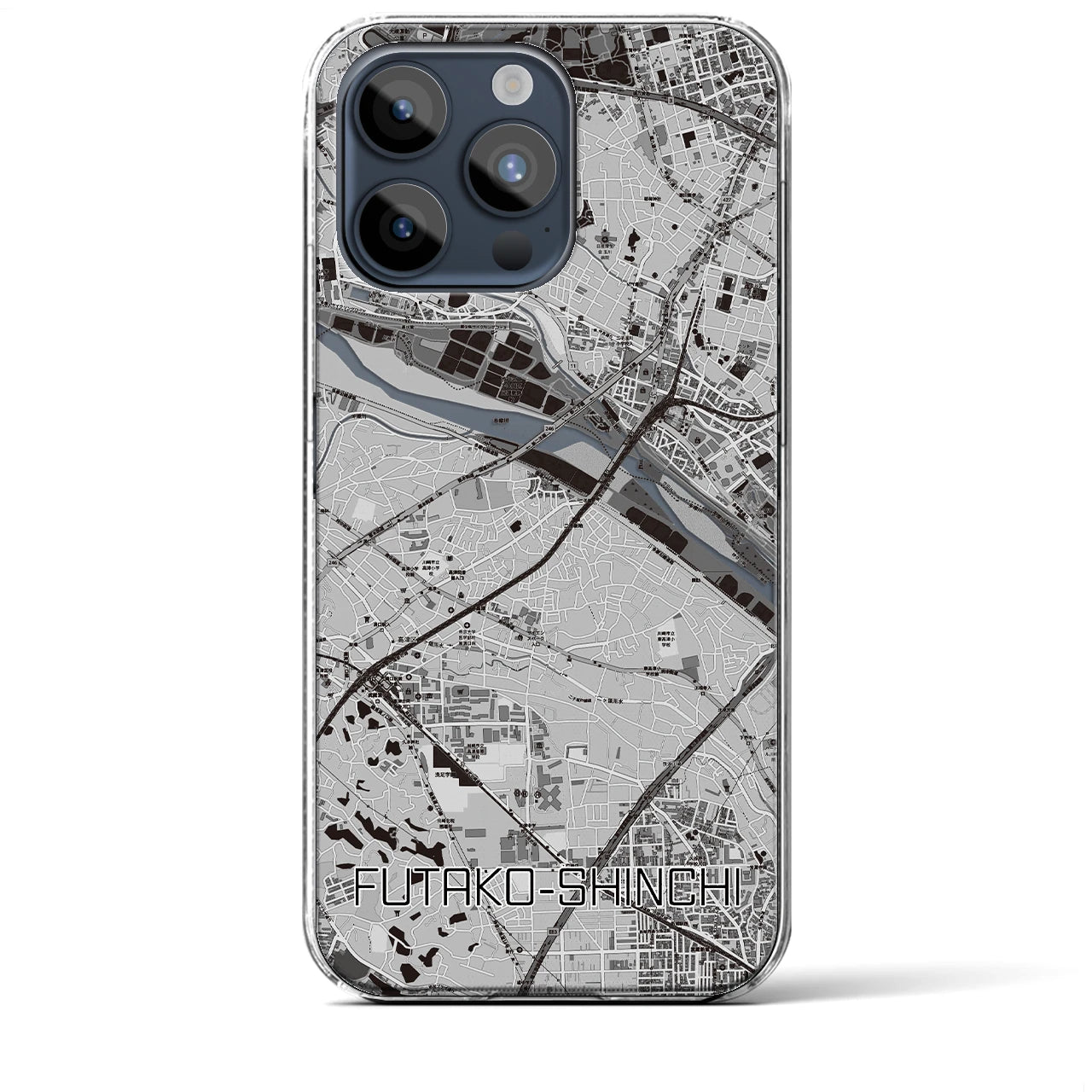 【二子新地(神奈川県)】地図柄iPhoneケース(クリアタイプ)