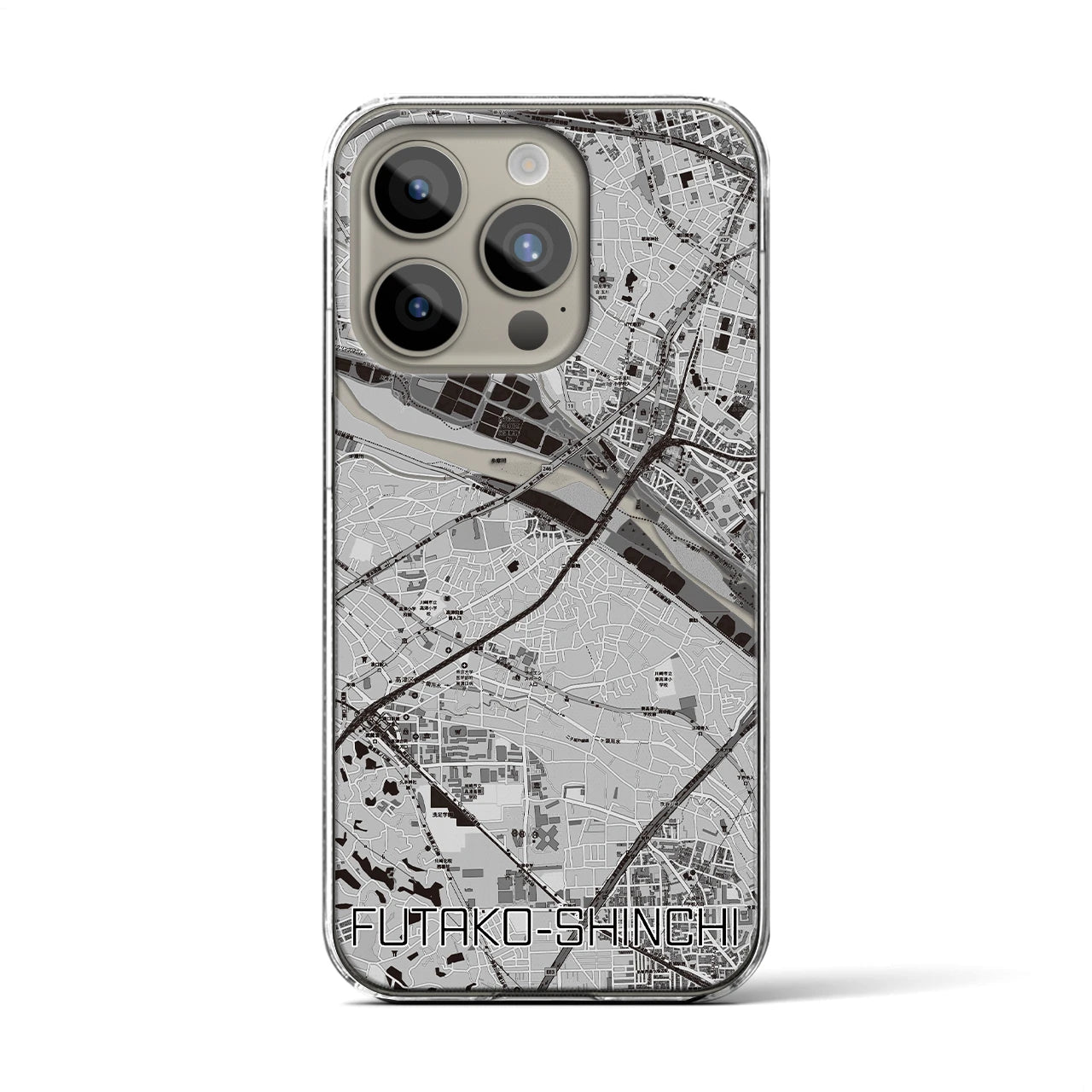 【二子新地(神奈川県)】地図柄iPhoneケース(クリアタイプ)