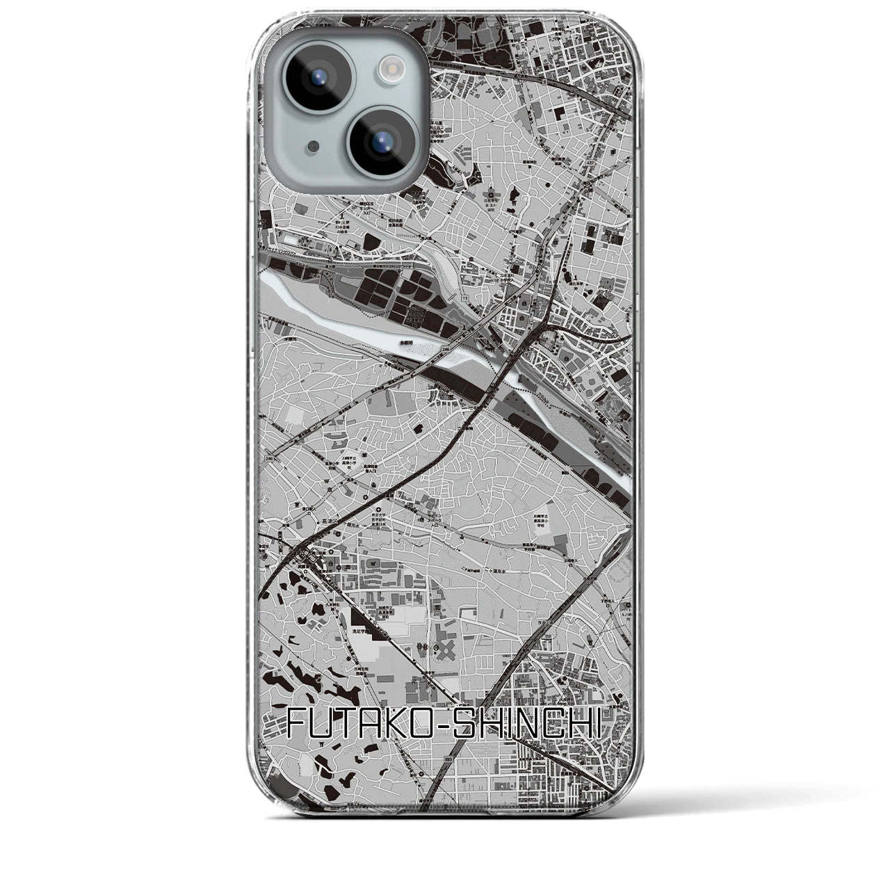 【二子新地(神奈川県)】地図柄iPhoneケース(クリアタイプ)