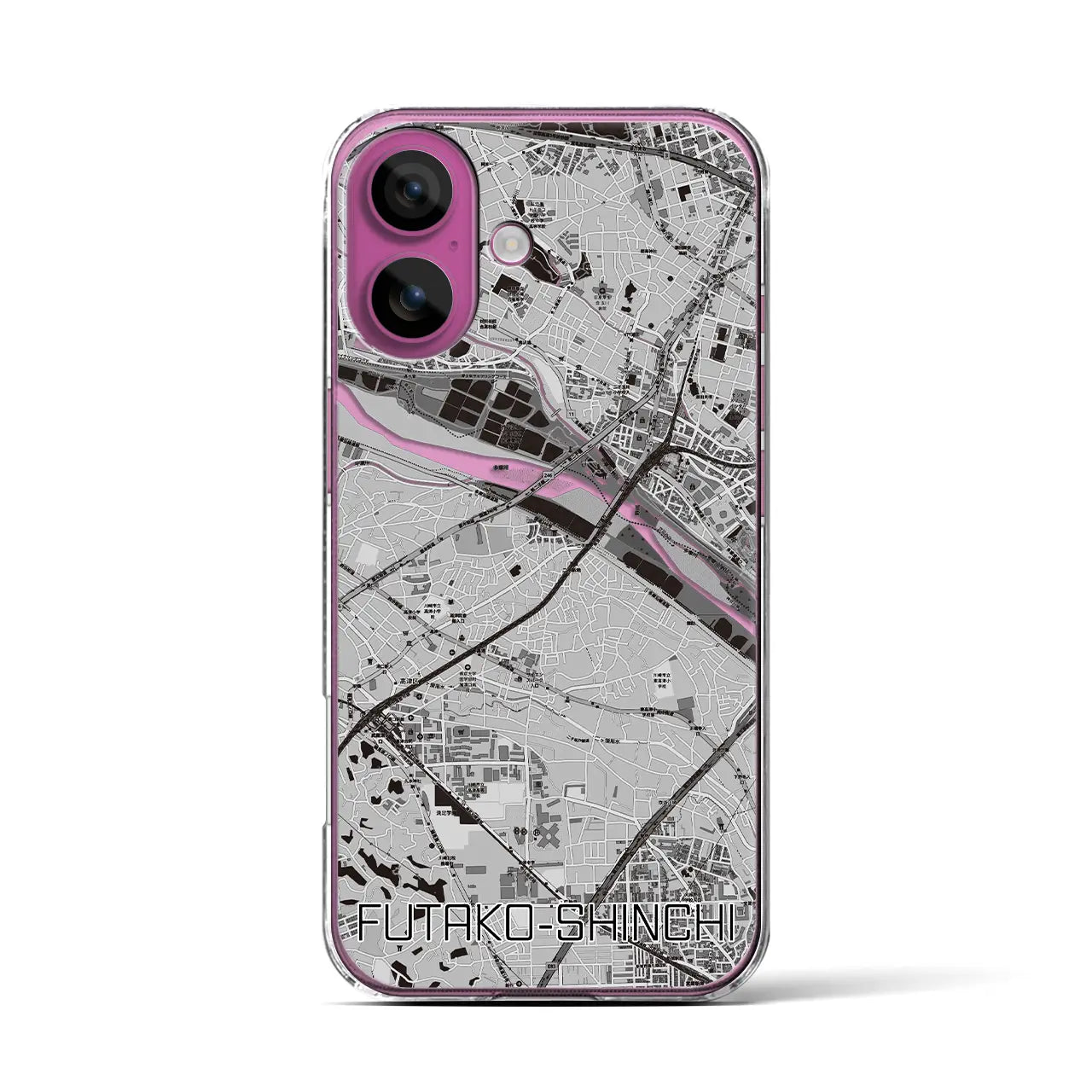 【二子新地(神奈川県)】地図柄iPhoneケース(クリアタイプ)