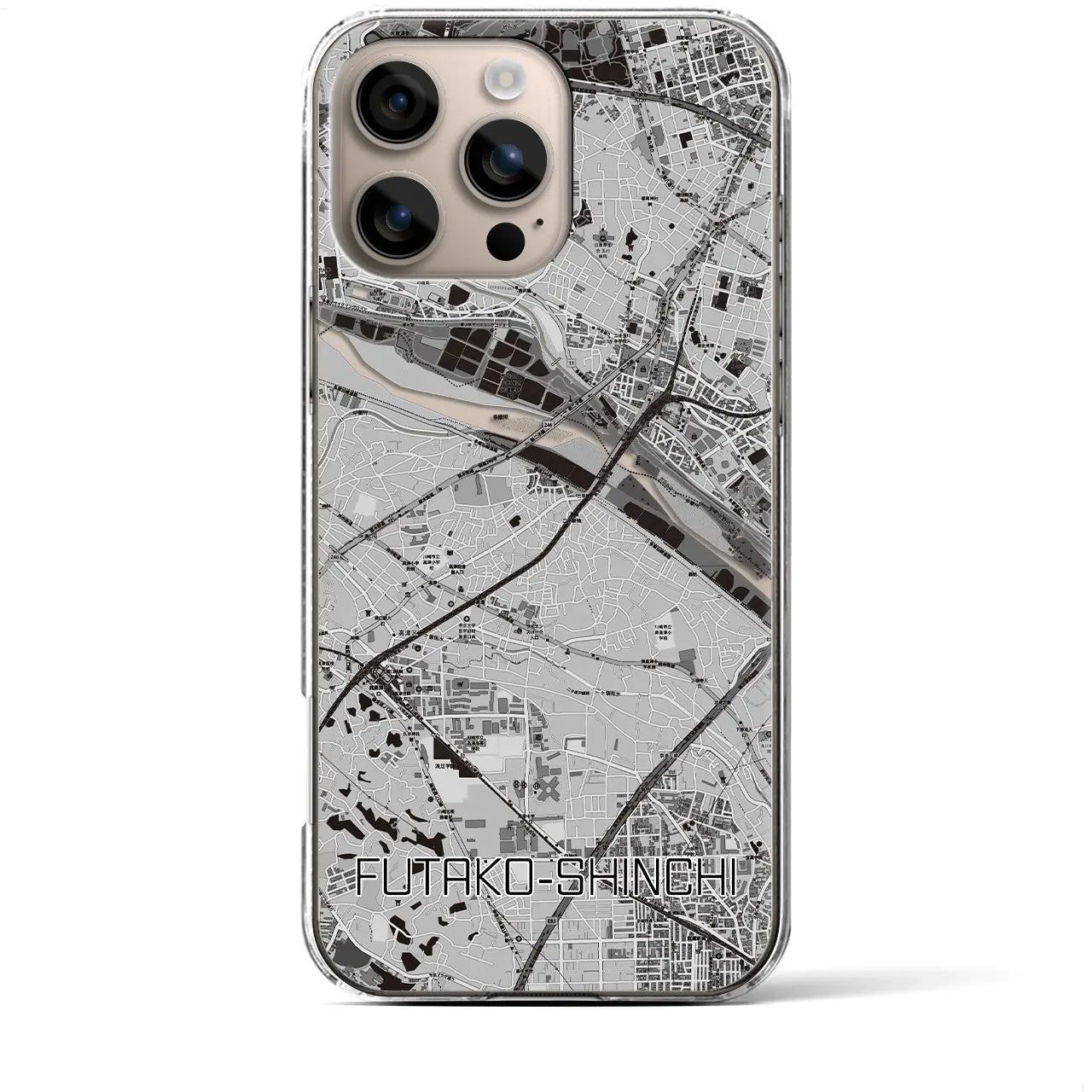 【二子新地(神奈川県)】地図柄iPhoneケース(クリアタイプ)