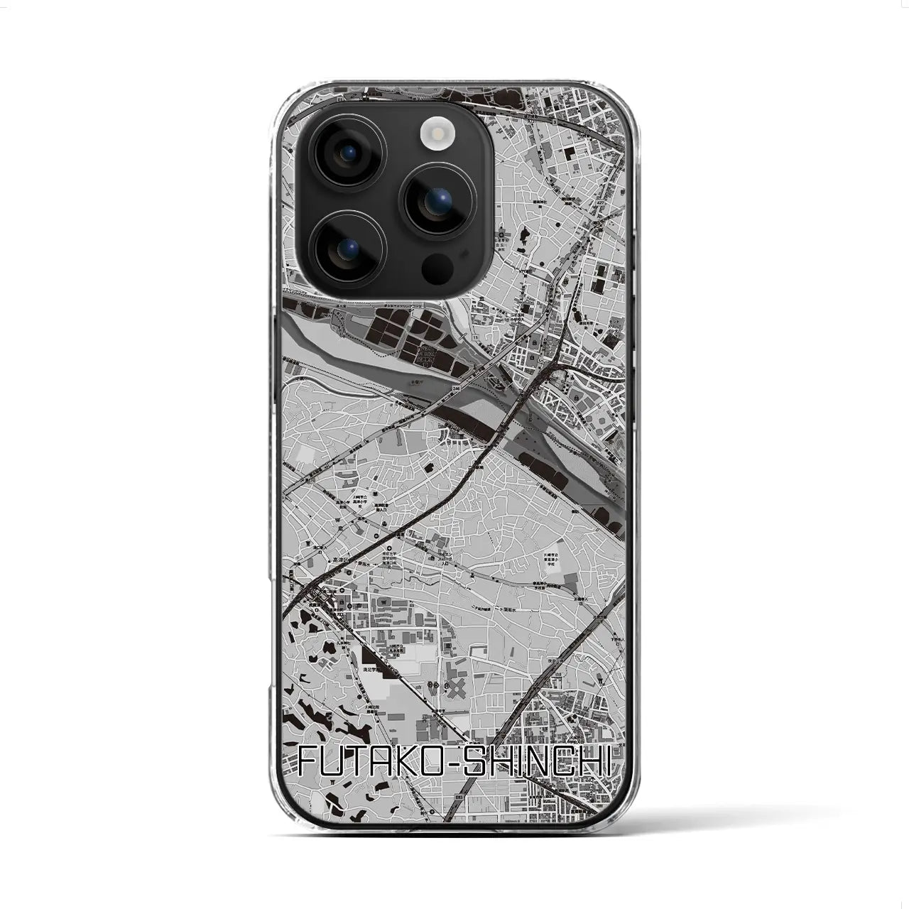 【二子新地(神奈川県)】地図柄iPhoneケース(クリアタイプ)