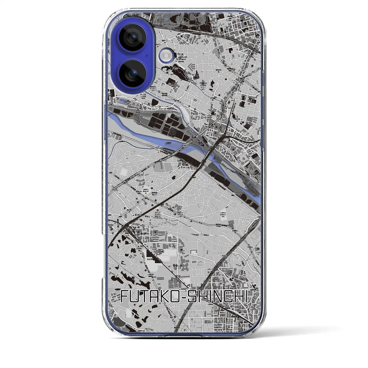 【二子新地(神奈川県)】地図柄iPhoneケース(クリアタイプ)