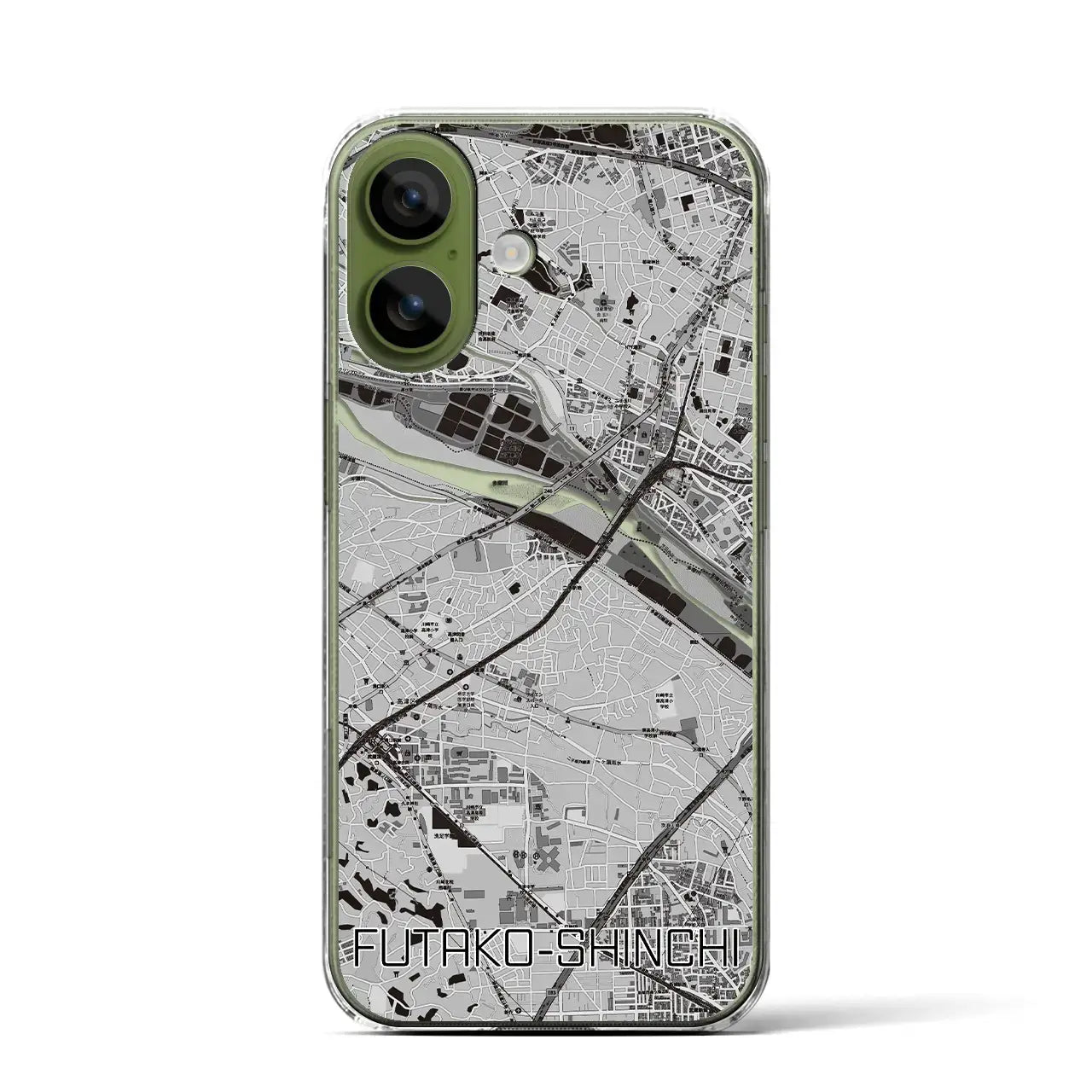 【二子新地(神奈川県)】地図柄iPhoneケース(クリアタイプ)モノトーン・iPhone 17 Pro Max 用