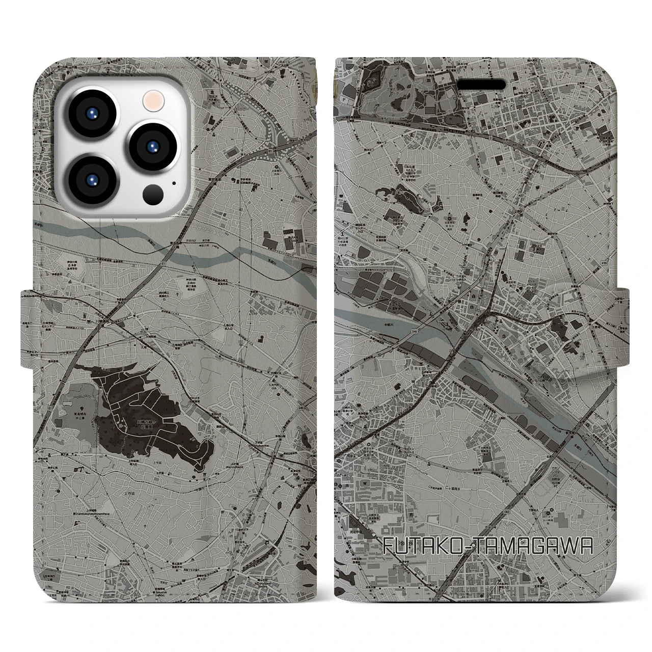 【二子玉川(東京都)】地図柄iPhoneケース(手帳タイプ)