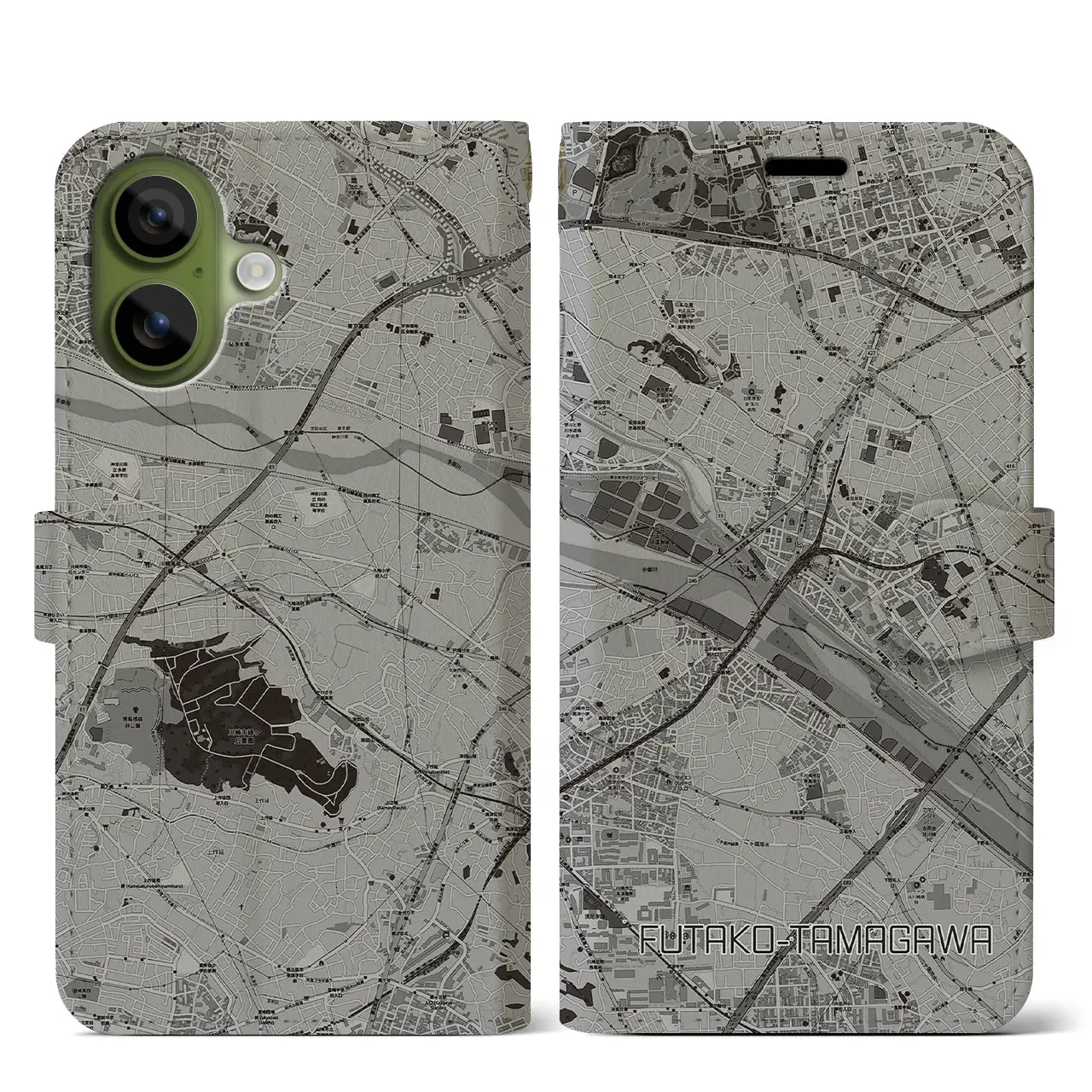 【二子玉川(東京都)】地図柄iPhoneケース(手帳タイプ)