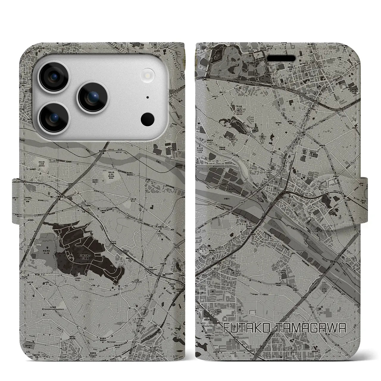 【二子玉川(東京都)】地図柄iPhoneケース(手帳タイプ)