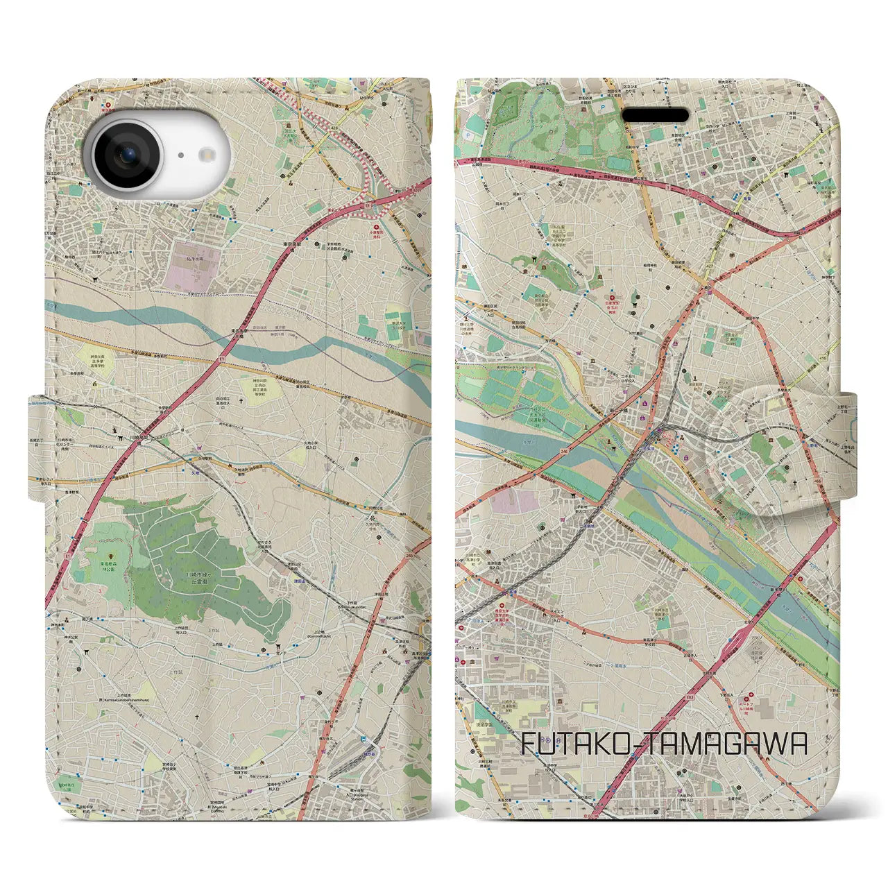 【二子玉川(東京都)】地図柄iPhoneケース(手帳タイプ)