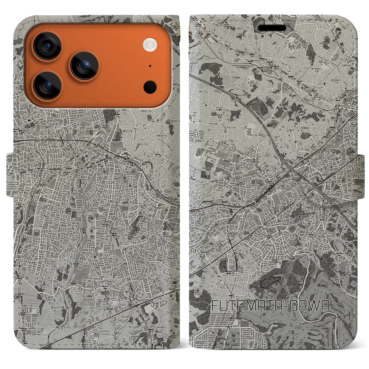 【二俣川(神奈川県)】地図柄iPhoneケース(手帳タイプ)