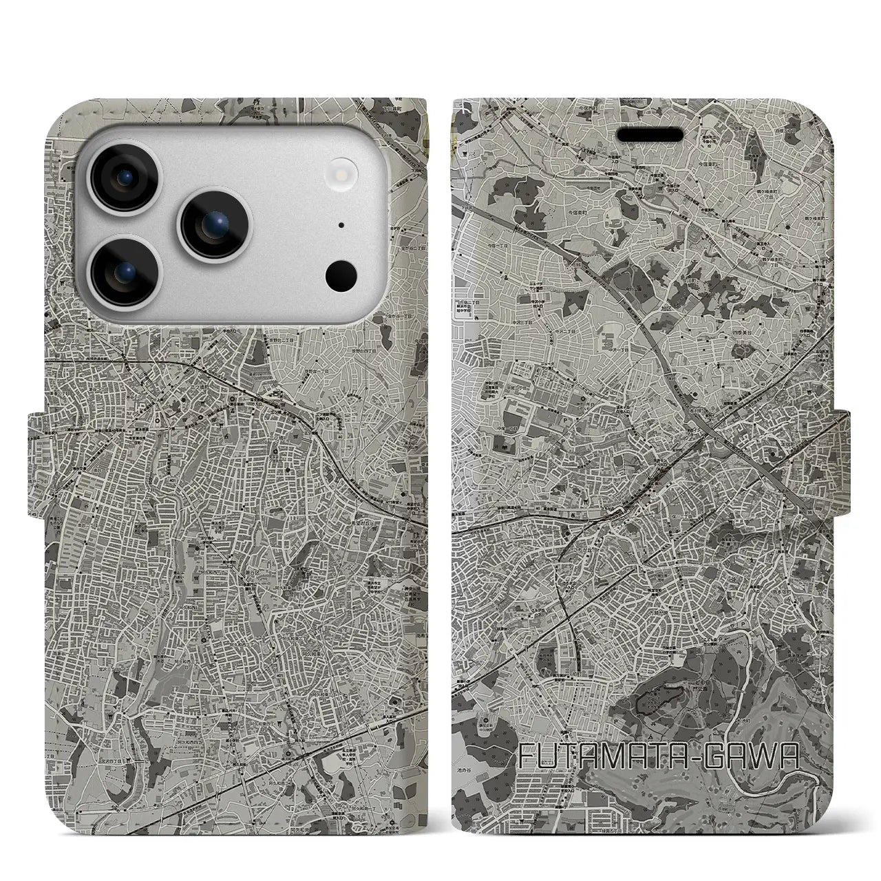 【二俣川(神奈川県)】地図柄iPhoneケース(手帳タイプ)