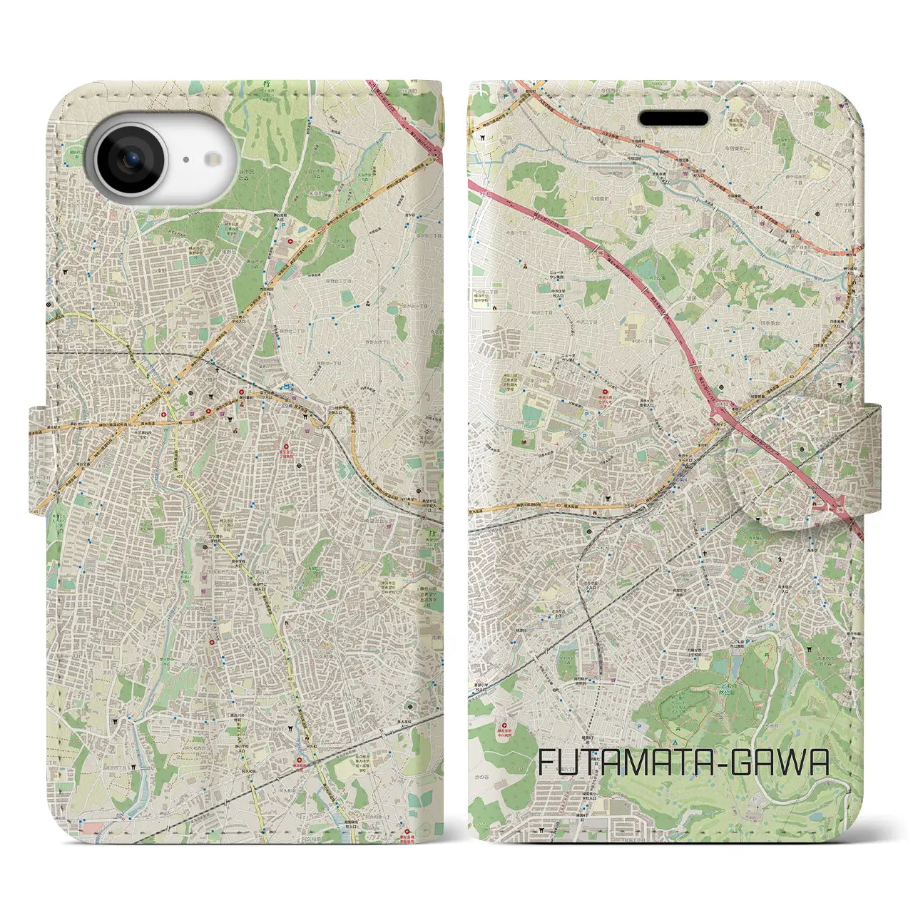 【二俣川(神奈川県)】地図柄iPhoneケース(手帳タイプ)