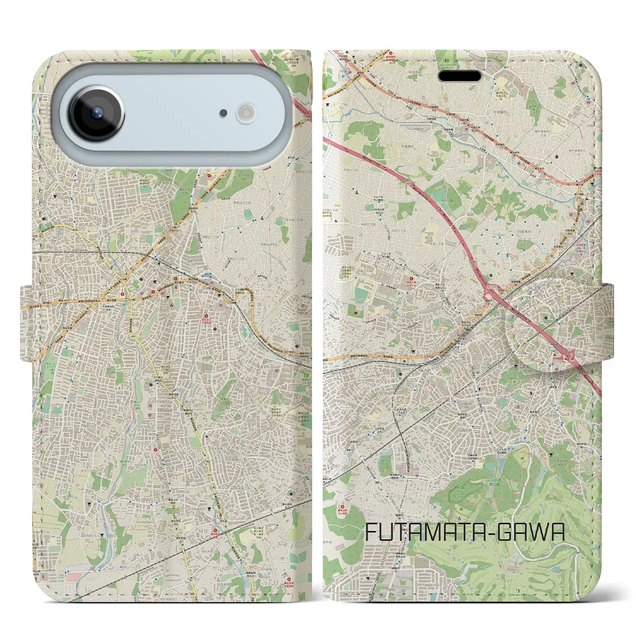 【二俣川(神奈川県)】地図柄iPhoneケース(手帳タイプ)