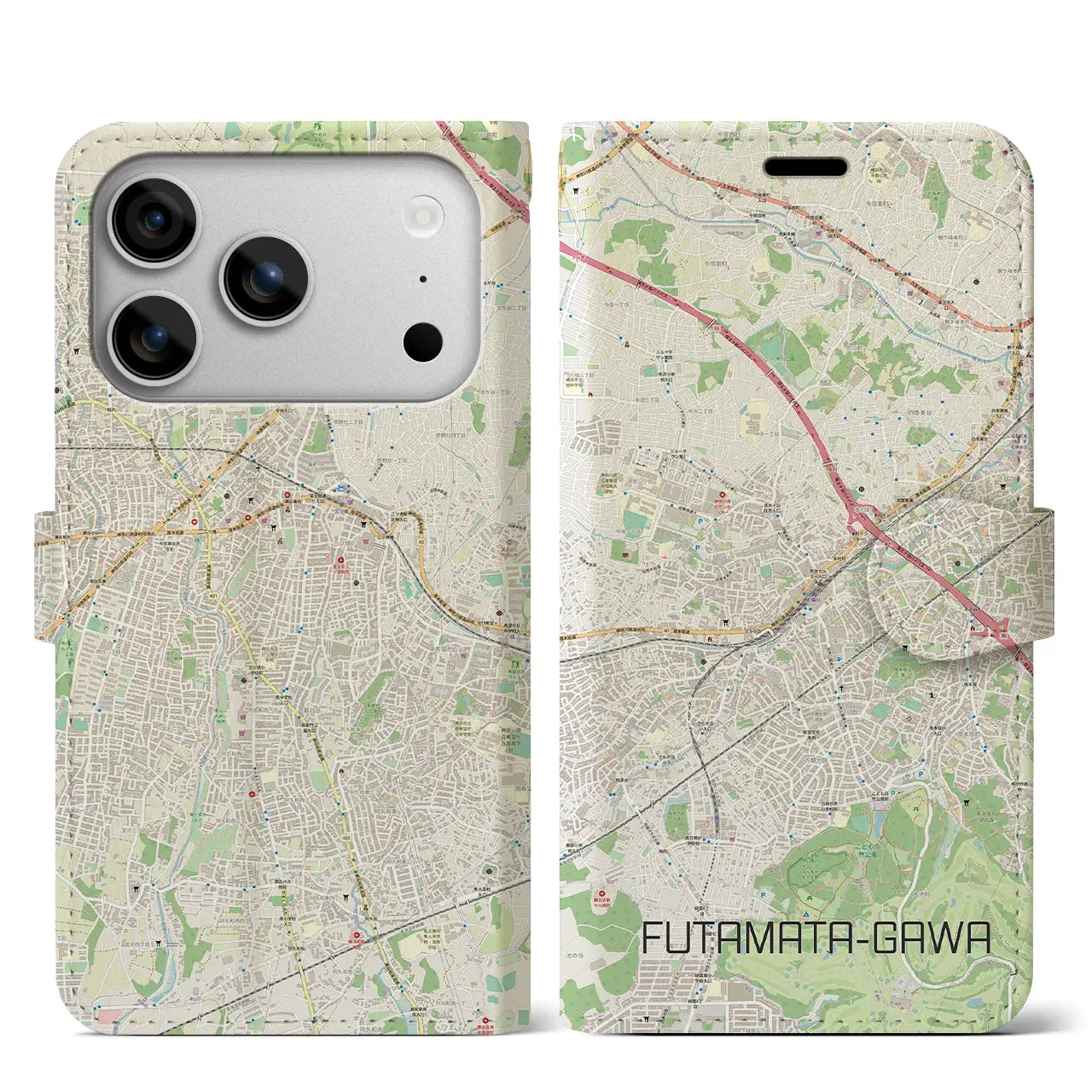 【二俣川(神奈川県)】地図柄iPhoneケース(手帳タイプ)