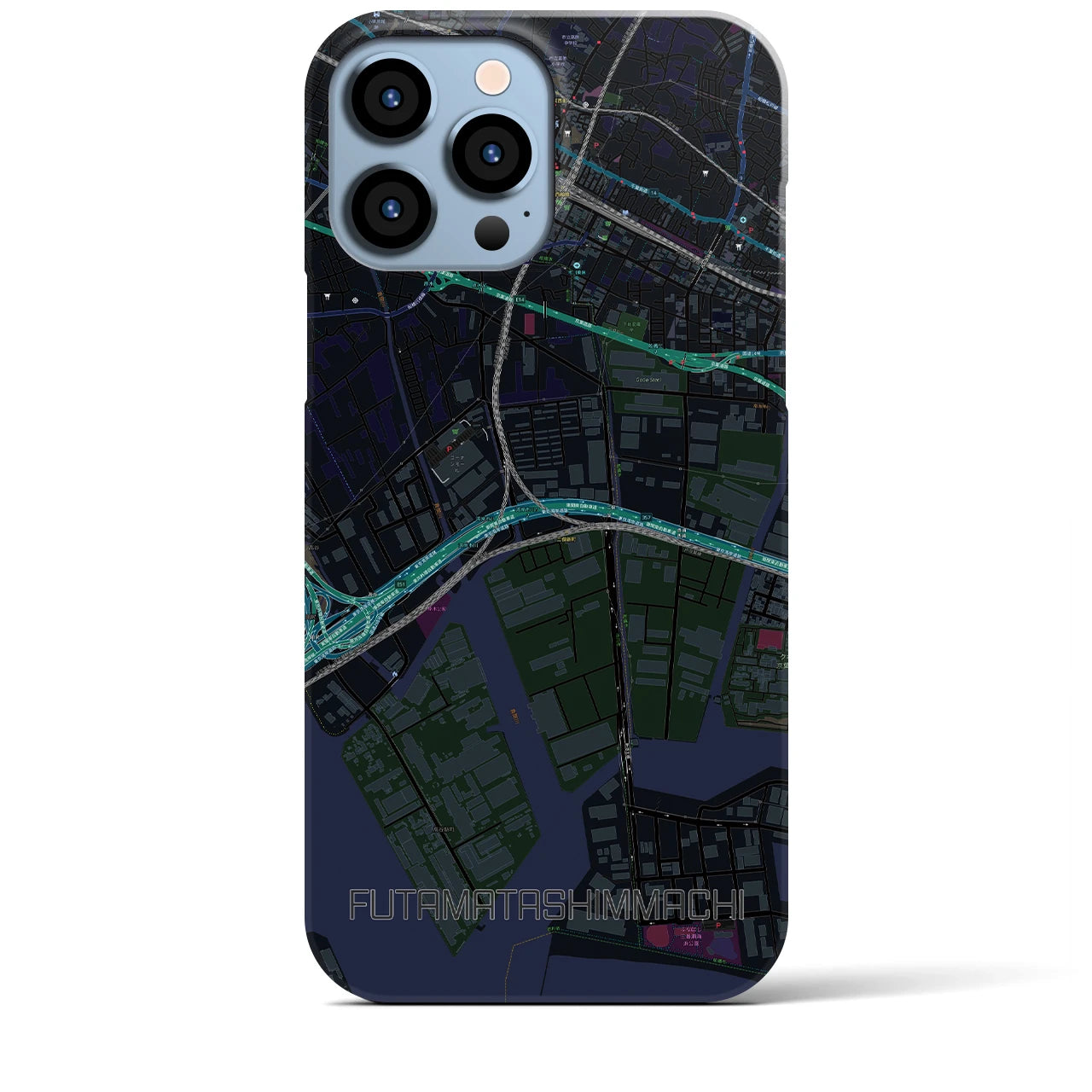 【二俣新町(千葉県)】地図柄iPhoneケース(バックカバータイプ)