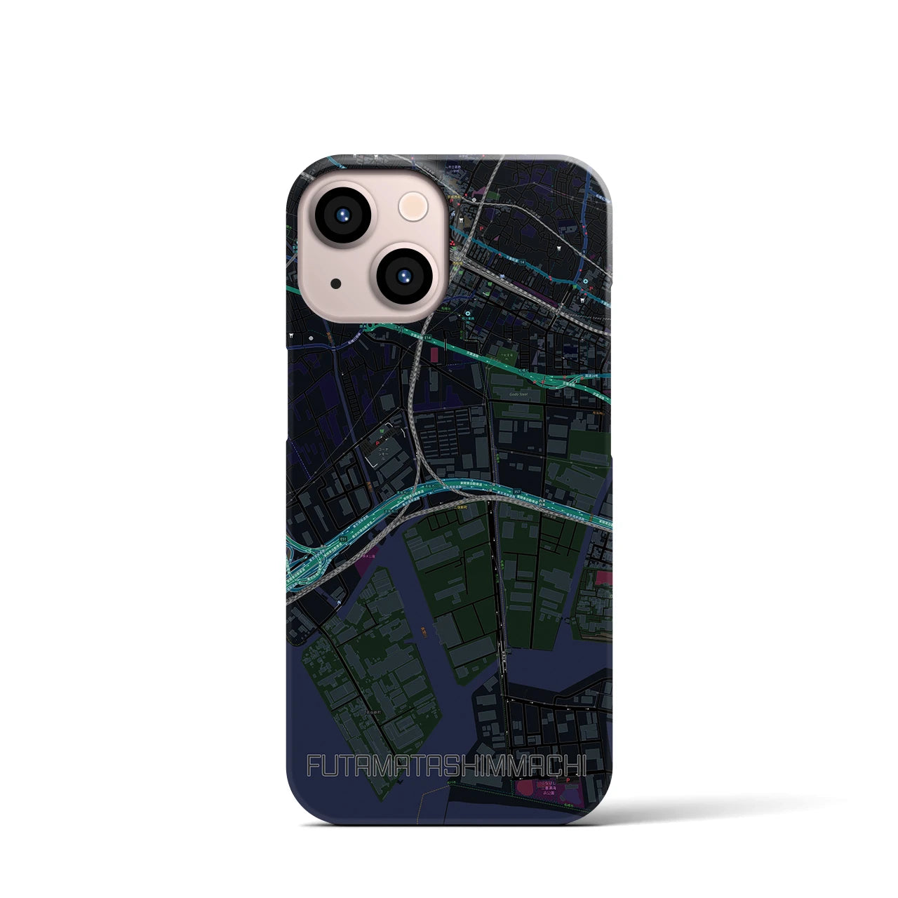 【二俣新町(千葉県)】地図柄iPhoneケース(バックカバータイプ)